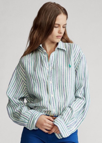 Dámské Košile Polo Ralph Lauren Striped Linen - 31256-OHMD